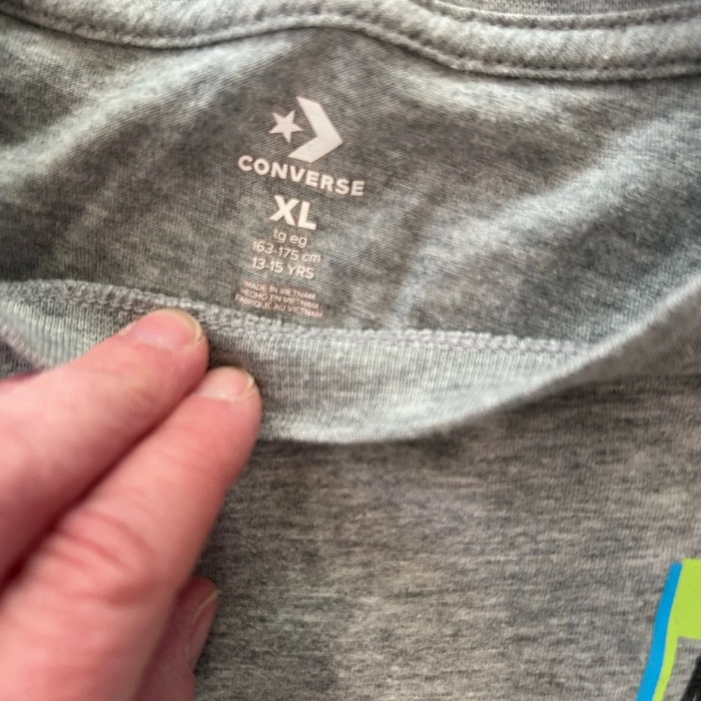 Converse Kids Gray and Blue Graphic Tee - size XL (size 13-15 years)